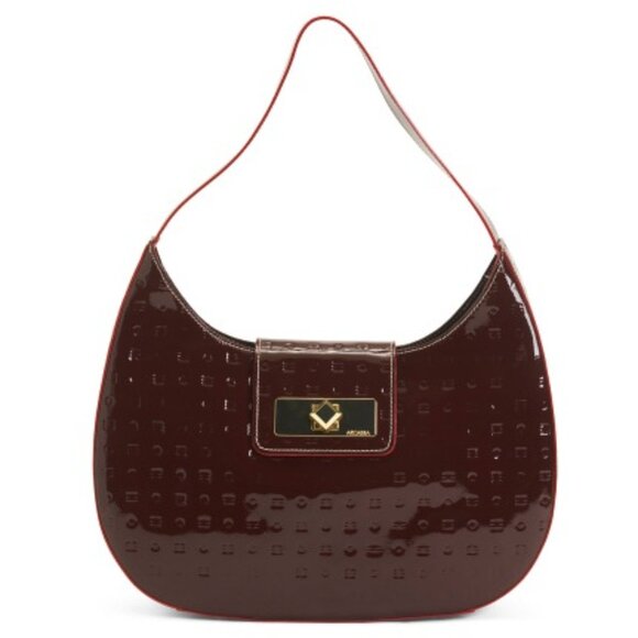NWT ✅ ARCADIA Patent Leather Burgundy Crescent Hobo Bag #1119 ✨ NWT - Picture 1 of 4